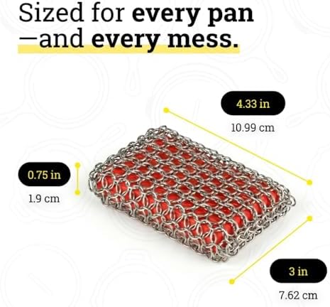 Lodge Stainless Steel Chainmail Scrubbing Pad, Red