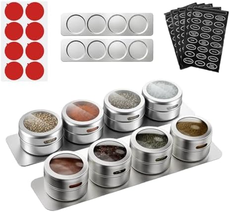 8 Pack Magnetic Spice Tins, 3oz