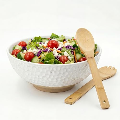 Large Ceramic Dinner Bowl - Handmade Salad Bowl Set, 58 oz. Dishwasher