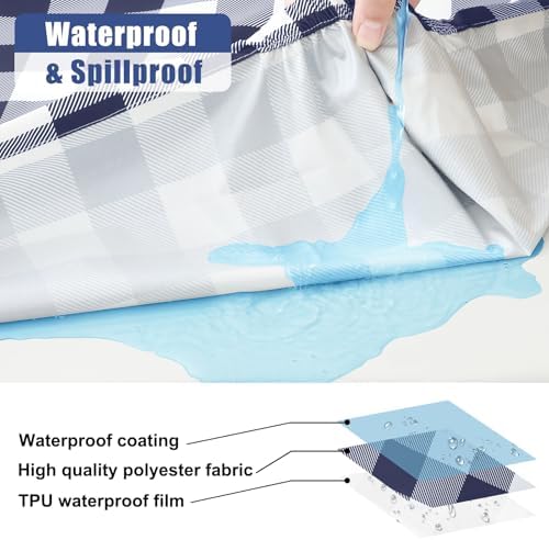 Smiry 6 Foot Picnic Table Cloth 2 Pack, Elastic Fitted Polyester