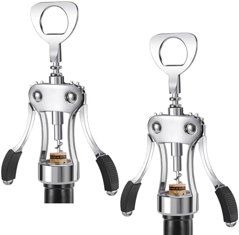 KORCCI Wine Opener, Heavy-Duty Zinc Alloy Wing Corkscrew, Premium Beer