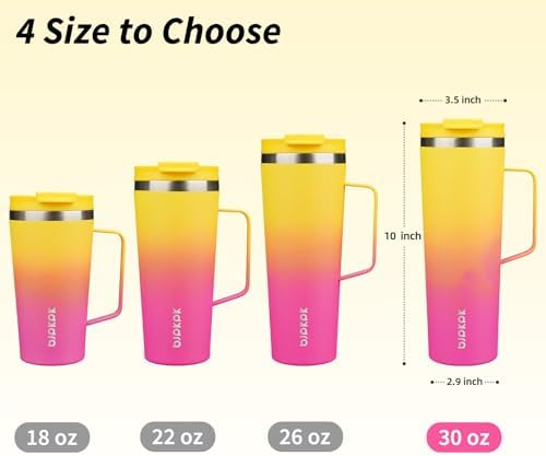 BJPKPK 30oz Insulated Tumbler with Handle, Lid & Straw, Stainless
