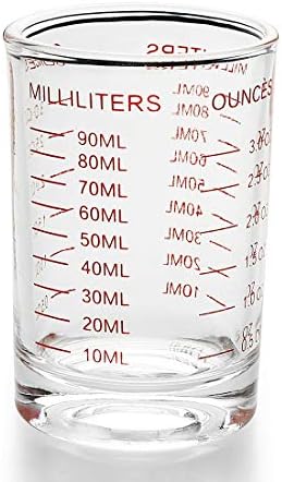 1 PACK Measuring Cup Shot Glass 3 Ounce/90ML Liquid Heavy Glass Red