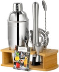 ZPUFAW 8-Piece Cocktail Shaker Set with Wooden Stand Bartender Kits