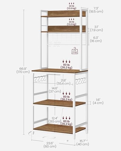 VASAGLE Bakers Rack, 23.6 Inches Microwave Stand