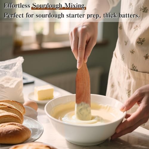 4Pcs Skinny Spurtle for Sourdough Starter, Wooden
