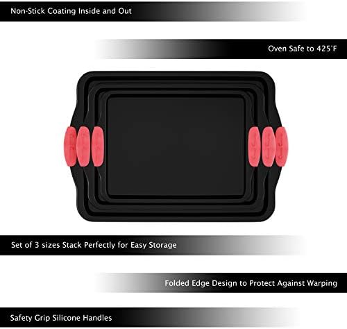 Baking Pans - 3-Piece Nonstick Cookie Sheets or Jelly Roll Cake Pan