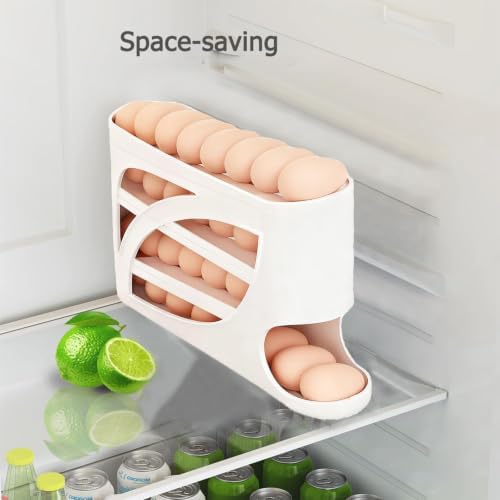 Egg Holder for Fridge, Auto-Rolling Dispenser