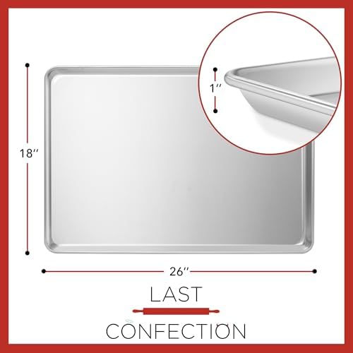 Last Confection 18" x 26" Commercial Grade Baking Sheet Pans, 4 Pack