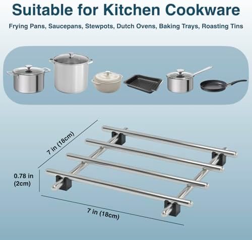 4Pcs Stainless Steel Trivet for Hot Dishes, Lightweight Metal Trivets