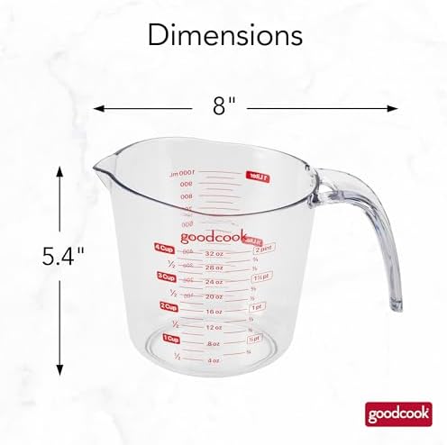 GoodCook Everyday 4-Cup Liquid Measuring Cup, Clear Plastic with
