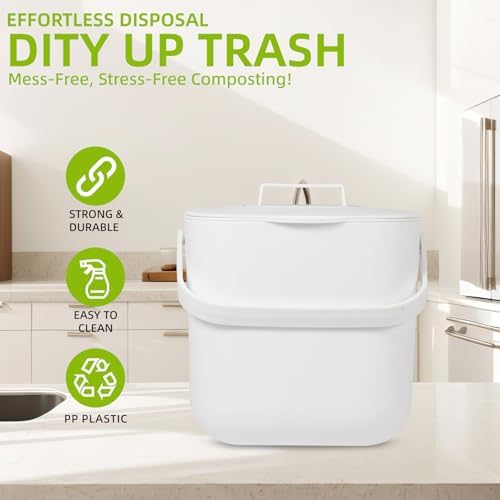 1.85 GAL/7L Kitchen Pail with Handle, Countertop Kitchen Bin