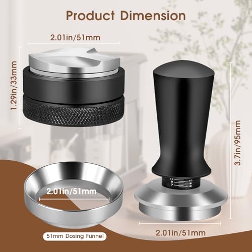 Reoszeank 51mm Espresso Accessories Kit, Distributor, Tamper, Dosing