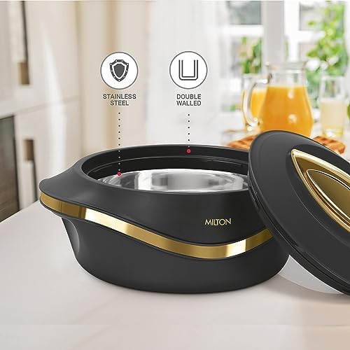 MILTON Insulated Casserole Dish with Lid 3 pc Set 2.1/1.5/1 qt. Hot Pot Food Warmer/Cooler –Thermal Soup/Salad Serving Bowl- Stainless Steel Hot Food Container–Best Gift Set for Moms –Holidays