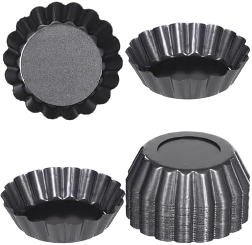 Homaisson 16 PCS Mini Removable Bottom Tart Pans, 3 in Nonstick Carbon