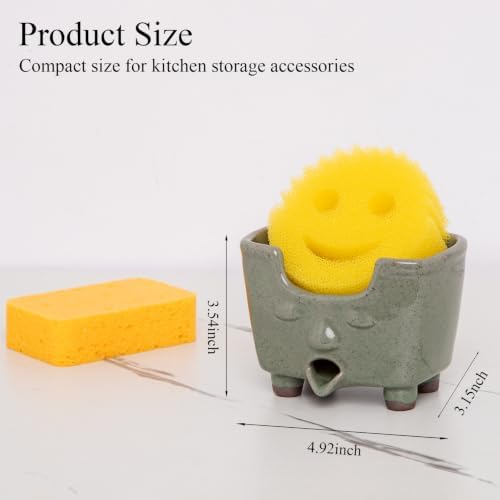 Ceramic Kitchen Sponge Holder with Drain