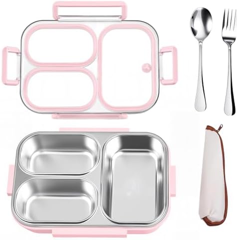 25oz 18/8 Stainless Steel Lunch Box Kit (Bento Box + Fork/Spoon) - 3