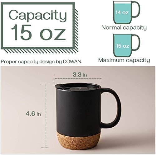 DOWAN Coffee Mugs, 15 oz Mug Set of 2, Large Ceramic Coffee Mug with