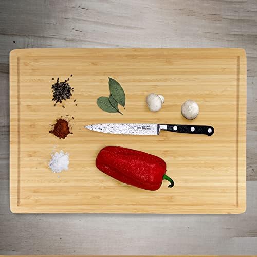 BambooMN Brown Large Natural Bamboo Cutting Board with Juice Groove