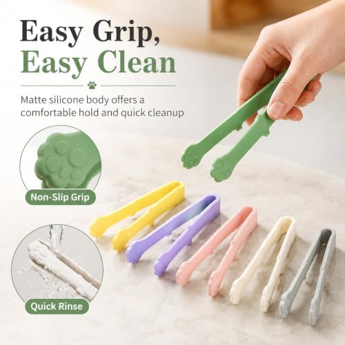 Mini Silicone Cat Paw Snack Tongs, 6 Pack, 5.5 Inch