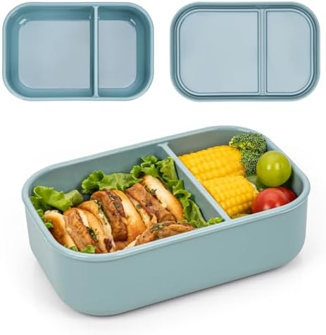 100% Silicone Bento Box Adult with 2 Compartments, 32oz, Reusable