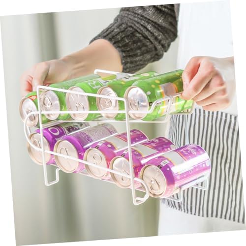 Iron Automatic Can Storage Rack Xmas for Soda Cans White