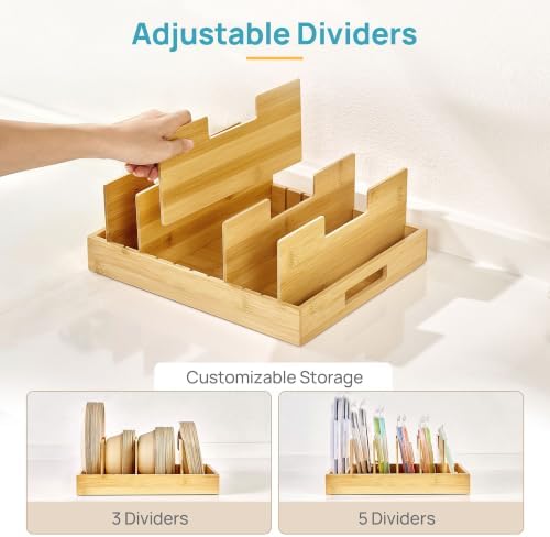 Vtopmart Large Bamboo Lid Organizers with 7 Extra Tall Dividers for