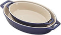 STAUB Ceramic Oval Baking Dish Set, 2-Piece, Dark Blue