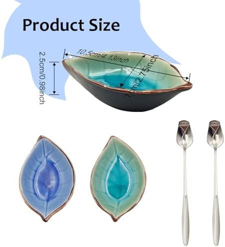 2 Pack Coffee Spoon and Leaf Rest Set, Ice Cracks Leaf Ladle Holder