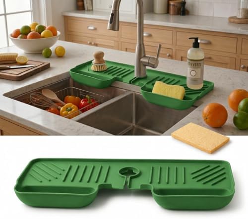 Silicone Kitchen Sink Splash Guard Faucet Mat with Deep Storage