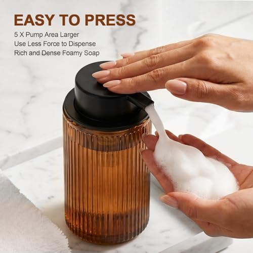 KASUNTING Amber Glass Foaming Dispenser, 11 Fl Oz 2 Pack