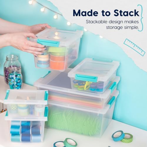 IRIS USA 6 Qt Storage Bins with Lids, 4-Pack, Clear