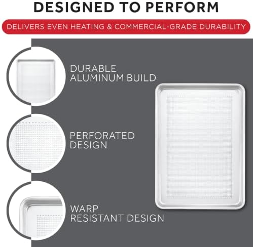Winco 13” x 18” Perforated Aluminum Sheet Pan, Half Size