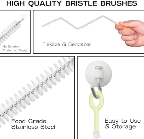 Straw Clean Brush Extra Long Straw Tube Brushes for Cleaning, Reusable