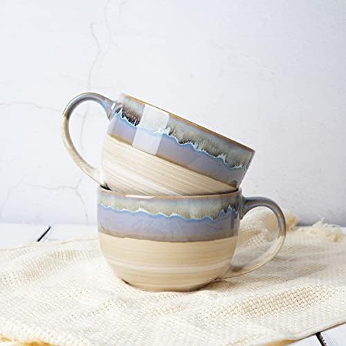 Bosmarlin Ceramic Jumbo Coffee Mug Set of 2, 23 Oz, Large Mug Soup