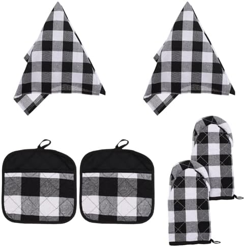 KALLORY Kitchen Linen Set 6 Piece Polyester Cotton Heat Resistant