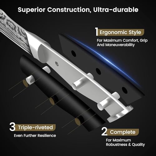 CoquusAid Steak Knives Set of 4, 4.8 Inch Fine-Edge Table Knives with