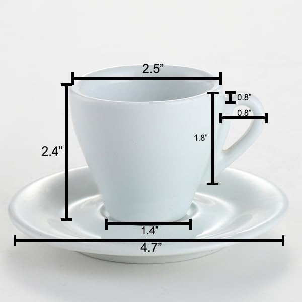 Cusinox White Porcelain Espresso Cup Sets for Espresso Coffee, 2 Oz