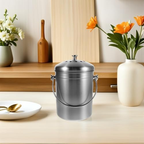 Stainless Steel 5L Compost Bin with Lid