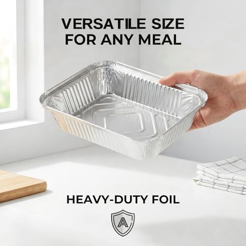 50 Pack Aluminum Pans with Cardboard Lids, 8.3"x6.2", 2.25 LB