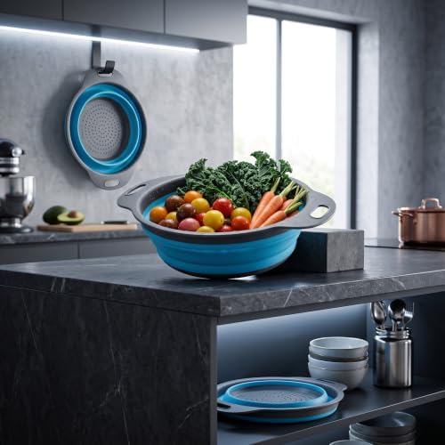AUNMAS Small Collapsible Colander, PP & Silicone, Space-Saving