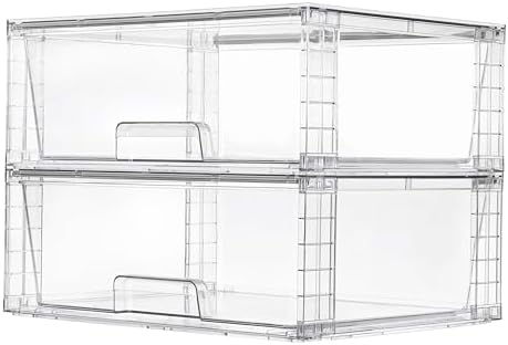 Vtopmart 2 Pack Large Clear Stackable Storage Drawers