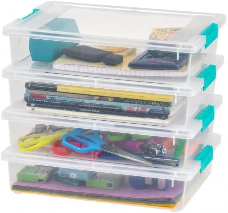 IRIS USA 6 Qt Storage Bins with Lids, 4-Pack, Clear