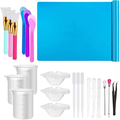 Resin Tools Set 22pcs, A3 Silicone Sheet with 100 ml Measuring Mixing