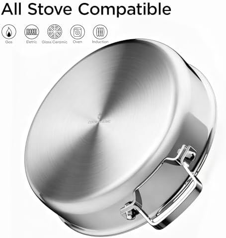 COOKER KING 5Qt Sauté Pan w/Lid, Stainless Steel Braiser, Chicken