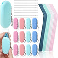 Zubebe 12 Set Silicone Straws with Case Reusable Travel Portable