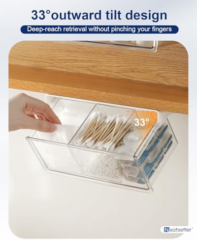 Hanging Cabinet Organizer – 33° Tilted Under Desk Drawer & Bathroom