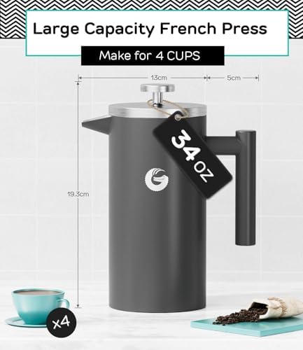 Coffee Gator 34oz French Press Coffee Maker and 22oz Coffee Canister