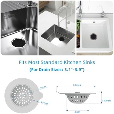 4 Pack Silicone Kitchen Sink Drain Catcher with Lid, 4.4" Top / 3"