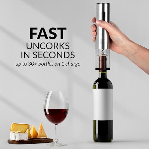 Zulay Kitchen Rechargeable Electric Wine Opener Set with Storage Base